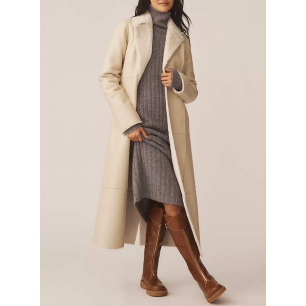 Avec Les Filles Reversible Faux Leather Shearling Coat